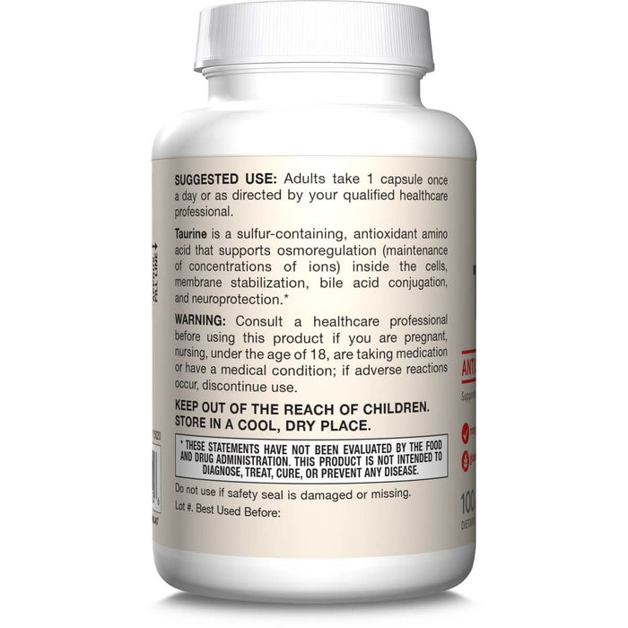 Jarrow Formulas Taurine 1000mg 100 Capsules - Amino Acids and BCAAs at MySupplementShop by Jarrow Formulas