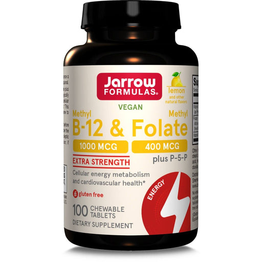 Jarrow Formulas Vitamin Methyl B-12 & Methyl Folate 100 Lemon Chewable Tablets - Vitamins & Minerals at MySupplementShop by Jarrow Formulas