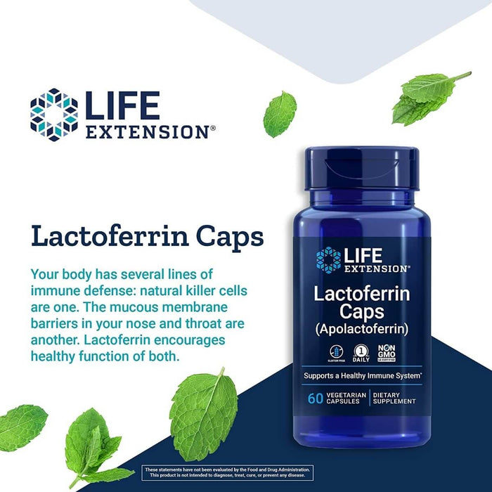 Life Extension Lactoferrin Caps 60 Vegetarian Capsules - Health and Wellbeing at MySupplementShop by Life Extension