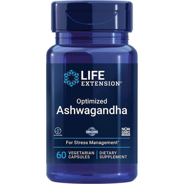 Life Extension Optimized Ashwagandha 60 Vegetarian Capsules - Health and Wellbeing at MySupplementShop by Life Extension