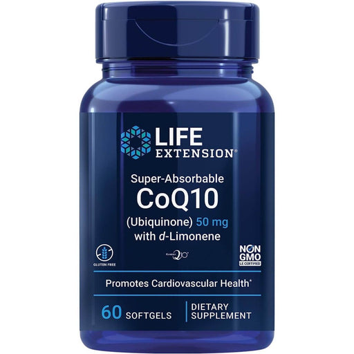 Life Extension Super-Absorbable CoQ10 (Ubiquinone) with d-Limonene 50 mg 60 Softgels - Health and Wellbeing at MySupplementShop by Life Extension