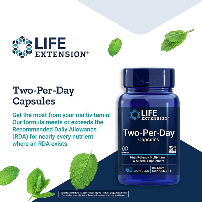 Life Extension Two-Per-Day Multivitamin 60 Capsules - Vitamins & Minerals at MySupplementShop by Life Extension