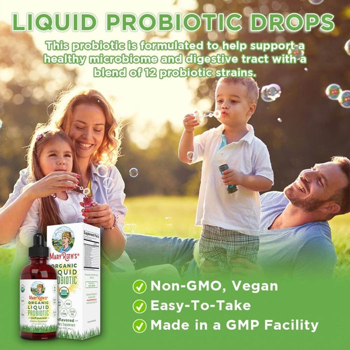 MaryRuth's Probiotic Drops (Unflavoured) 120ml, 4 oz - Digestive Health at MySupplementShop by Mary Ruth