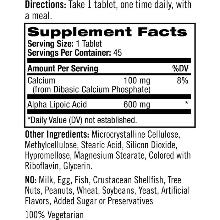 Natrol Alpha Lipoic Acid 600mg 45 Time Release Tablets - Health and Wellbeing at MySupplementShop by Natrol