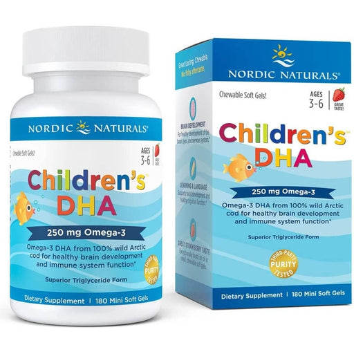 Nordic Naturals Children's DHA 250mg Omega-3 180 Mini Softgels (Strawberry) - Health and Wellbeing at MySupplementShop by Nordic Naturals