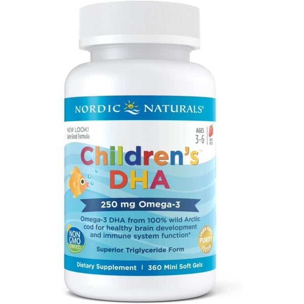 Nordic Naturals Children's DHA 250mg Omega-3 360 Mini Softgels (Strawberry) - Health and Wellbeing at MySupplementShop by Nordic Naturals