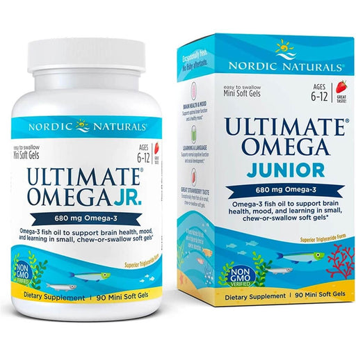 Nordic Naturals Ultimate Omega-3 Junior 680mg 90 Mini Softgels (Strawberry) - Health and Wellbeing at MySupplementShop by Nordic Naturals