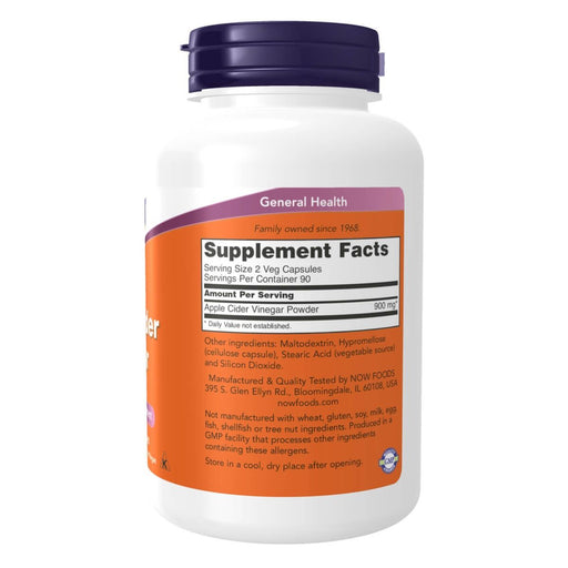 NOW Foods Apple Cider Vinegar 450 mg 180 Capsules - Vitamins & Minerals at MySupplementShop by NOW Foods