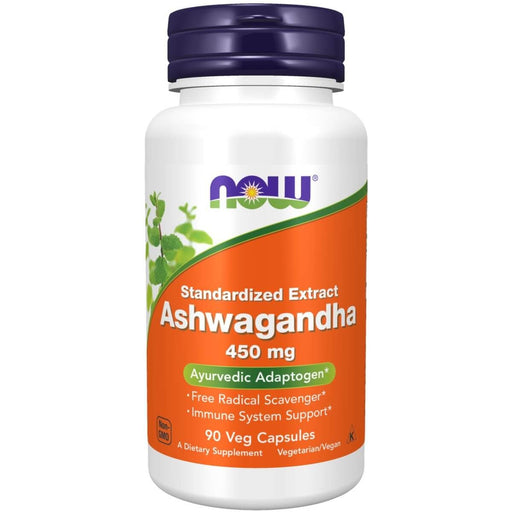 NOW Foods Ashwagandha 450 mg 90 Veg Capsules - Health and Wellbeing at MySupplementShop by Now Foods