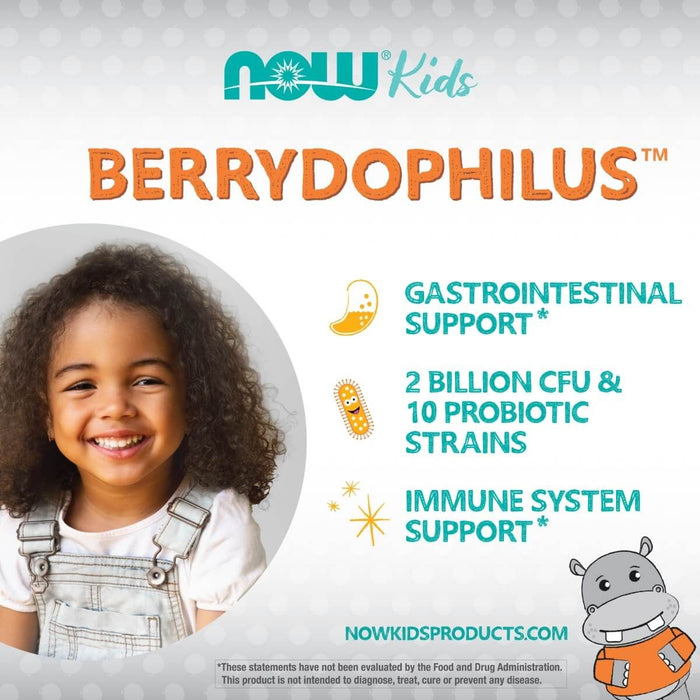 NOW Foods BerryDophilus 60 Berry Flavoured Chewables - Health and Wellbeing at MySupplementShop by NOW Foods