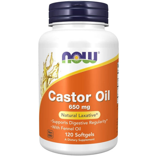 NOW Foods Castor Oil 650 mg 120 Softgels - Health and Wellbeing at MySupplementShop by NOW Foods