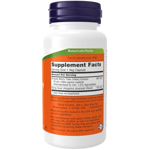 NOW Foods Chaste Berry Vitex Extract 300 mg 90 Veg Capsules - Health and Wellbeing at MySupplementShop by NOW Foods