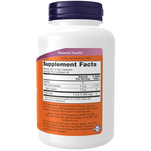 NOW Foods D-Mannose 500 mg 120 Veg Capsules - Special Formula at MySupplementShop by NOW Foods