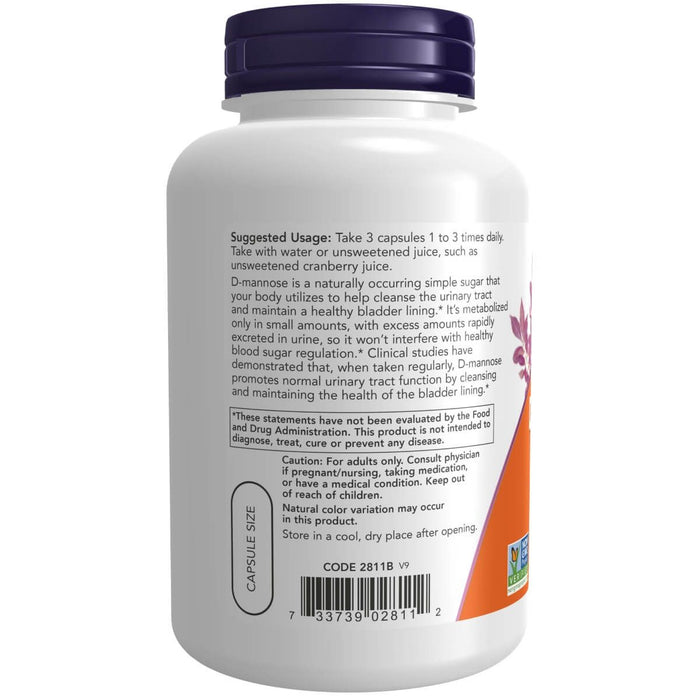 NOW Foods D-Mannose 500 mg 120 Veg Capsules - Special Formula at MySupplementShop by NOW Foods