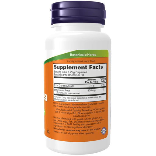 NOW Foods Echinacea 400 mg 100 Veg Capsules - Health and Wellbeing at MySupplementShop by NOW Foods