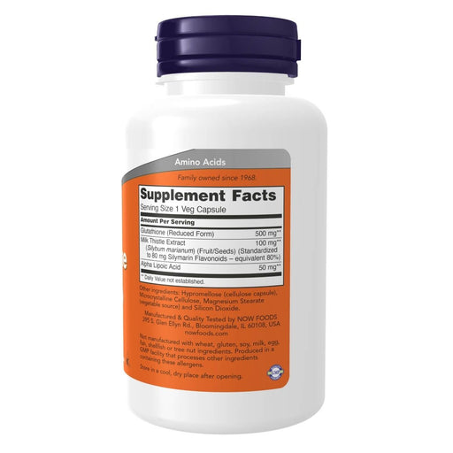 NOW Foods Glutathione 500 mg 60 Veg Capsules - Amino Acids and BCAAs at MySupplementShop by NOW Foods