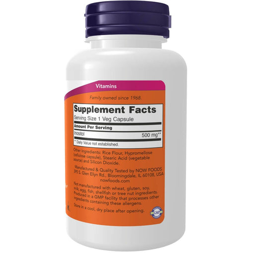 NOW Foods Inositol 500mg 100 Veg Capsules - Vitamins & Minerals at MySupplementShop by NOW Foods