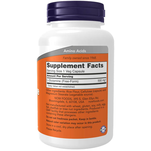 NOW Foods L-Glutamine 500 mg 120 Veg Capsules - L-Glutamine, Glutamine at MySupplementShop by NOW Foods