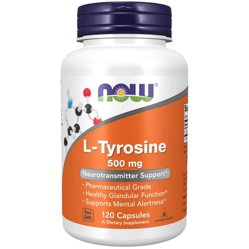 NOW Foods L-Tyrosine 500 mg 120 Capsules - Amino Acids and BCAAs at MySupplementShop by NOW Foods