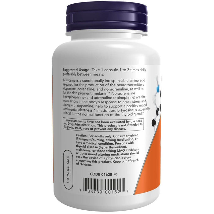 NOW Foods L-Tyrosine 500 mg 120 Capsules - Amino Acids and BCAAs at MySupplementShop by NOW Foods