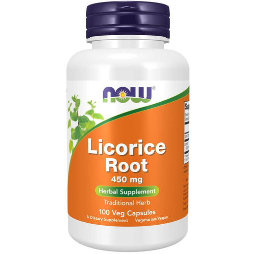 NOW Foods Licorice Root 450 mg 100 Veg Capsules - Health and Wellbeing at MySupplementShop by NOW Foods