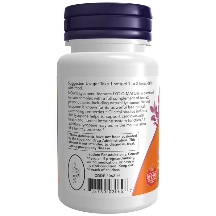 NOW Foods Lycopene 20 mg 50 Softgels - Health and Wellbeing at MySupplementShop by NOW Foods