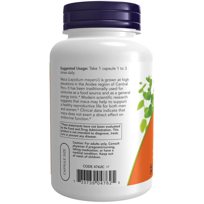 NOW Foods Maca 500 mg 250 Veg Capsules - Sexual Health at MySupplementShop by NOW Foods