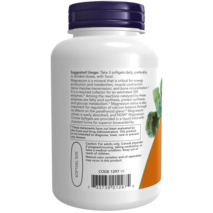 NOW Foods Magnesium Citrate 90 Softgels - Vitamins & Minerals at MySupplementShop by NOW Foods