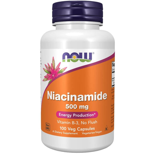 NOW Foods Niacinamide (Vitamin B-3) No Flush 500 mg 100 Capsules - Vitamins & Minerals at MySupplementShop by NOW Foods