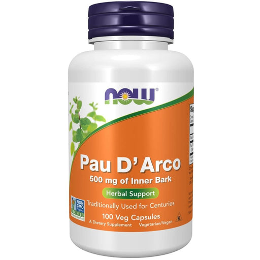 NOW Foods Pau D'Arco 500mg 100 Veg Capsules - Special Formula at MySupplementShop by NOW Foods