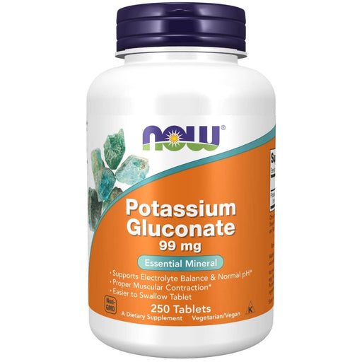 NOW Foods Potassium Gluconate 99mg 250 Tablets - Vitamins & Minerals at MySupplementShop by NOW Foods