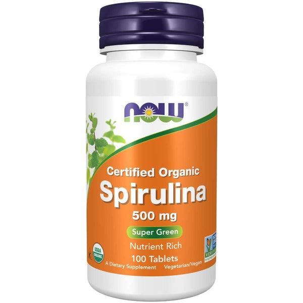 NOW Foods Spirulina 500 mg 100 Organic Tablets - Health and Wellbeing at MySupplementShop by NOW Foods