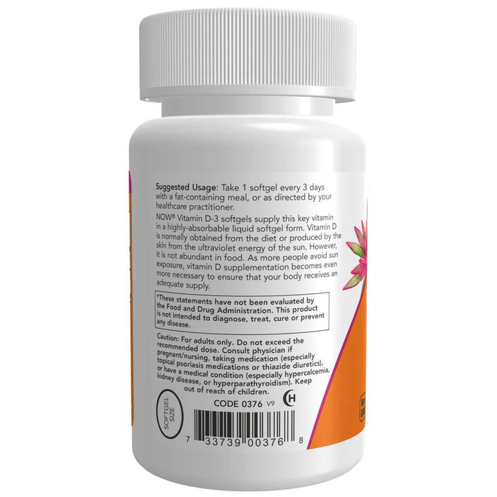 NOW Foods Vitamin D-3 10,000 IU 120 Softgels - Immune Support at MySupplementShop by NOW Foods