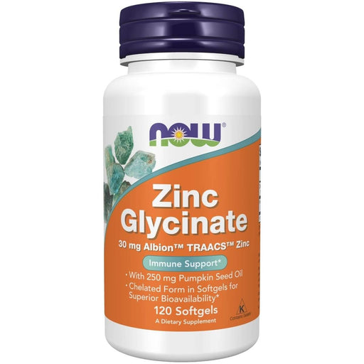 NOW Foods Zinc Glycinate 120 Softgels - Vitamins & Minerals at MySupplementShop by NOW Foods