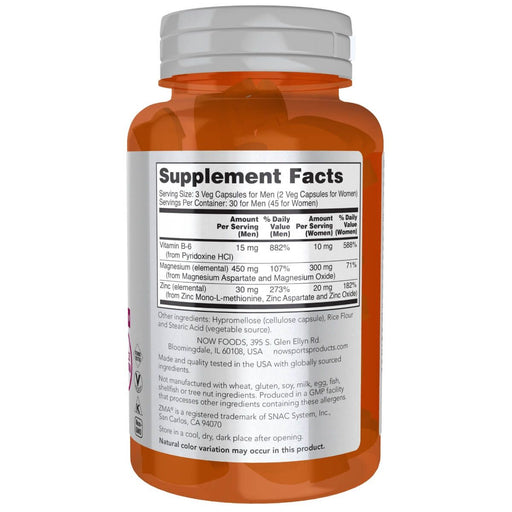 NOW Foods ZMA Sports Recovery 90 Capsules - Natural Testosterone Support at MySupplementShop by NOW Foods