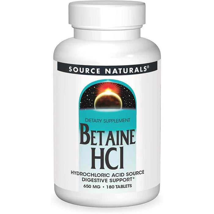 Source Naturals Betaine HCl 650mg 180 Tablets - Digestive Health at MySupplementShop by Source Naturals