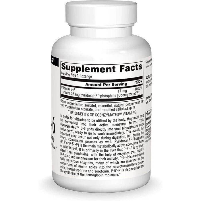 Source Naturals Coenzymated Vitamin B-6 25mg 120 Peppermint Lozenge - Brain & Memory at MySupplementShop by Source Naturals