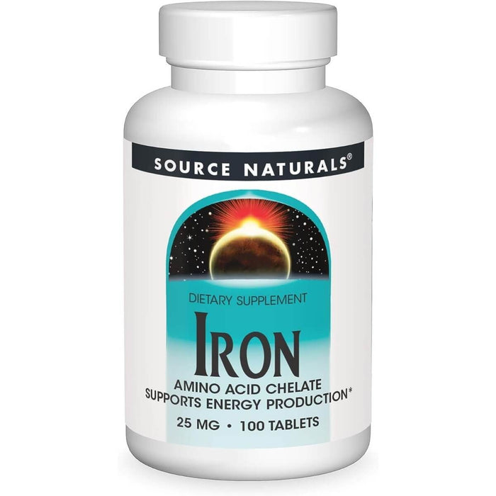 Source Naturals Iron 25mg 100 Tablets - Energy & Vitality at MySupplementShop by Source Naturals