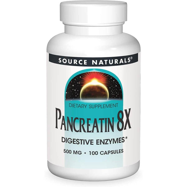 Source Naturals Pancreatin 8X 500mg 100 Capsules - Digestive Health at MySupplementShop by Source Naturals