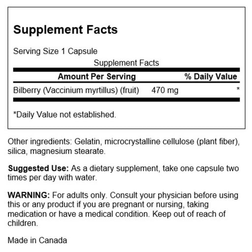 Swanson Bilberry Fruit 470 mg 100 Capsules - Supplements at MySupplementShop by Swanson