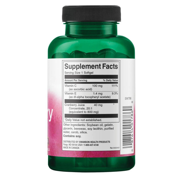 Swanson Cranberry 20:1 Concentrate 180 Softgels - Health and Wellbeing at MySupplementShop by Swanson