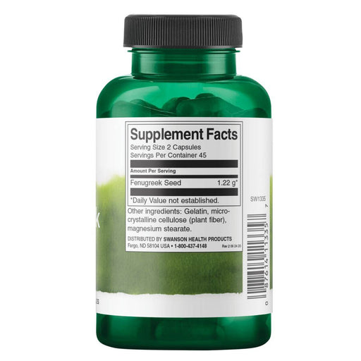 Swanson Fenugreek Seed 610mg 90 Capsules - Health and Wellbeing at MySupplementShop by Swanson