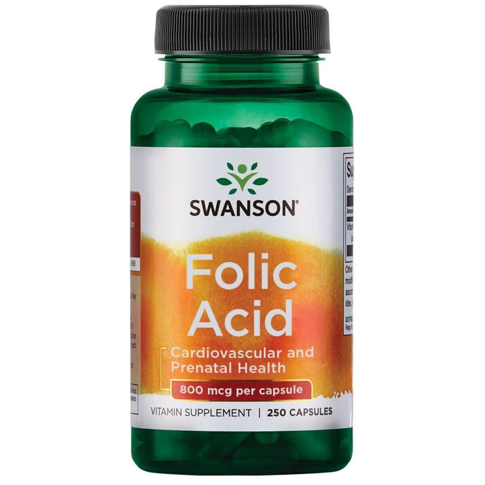 Swanson Folic Acid 800 mcg 250 Capsules - Vitamins & Minerals at MySupplementShop by Swanson