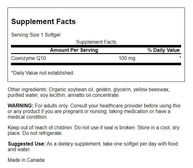 Swanson High Potency CoQ10 100mg 100 Softgels - Health and Wellbeing at MySupplementShop by Swanson