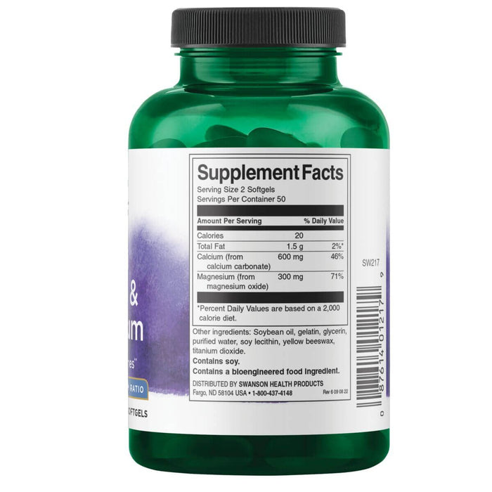 Swanson Liquid Calcium & Magnesium 100 Softgels - Energy & Vitality at MySupplementShop by Swanson