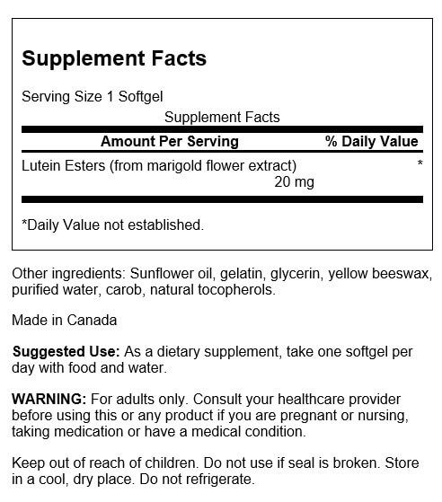 Swanson Lutein Esters 20mg 60 Softgels - Health and Wellbeing at MySupplementShop by Swanson