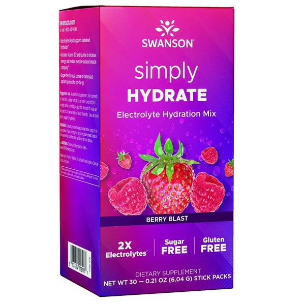 Swanson Simply HYDRATE Electrolyte Hydration Mix (Berry Blast) 30 Packets - Energy & Vitality at MySupplementShop by Swanson