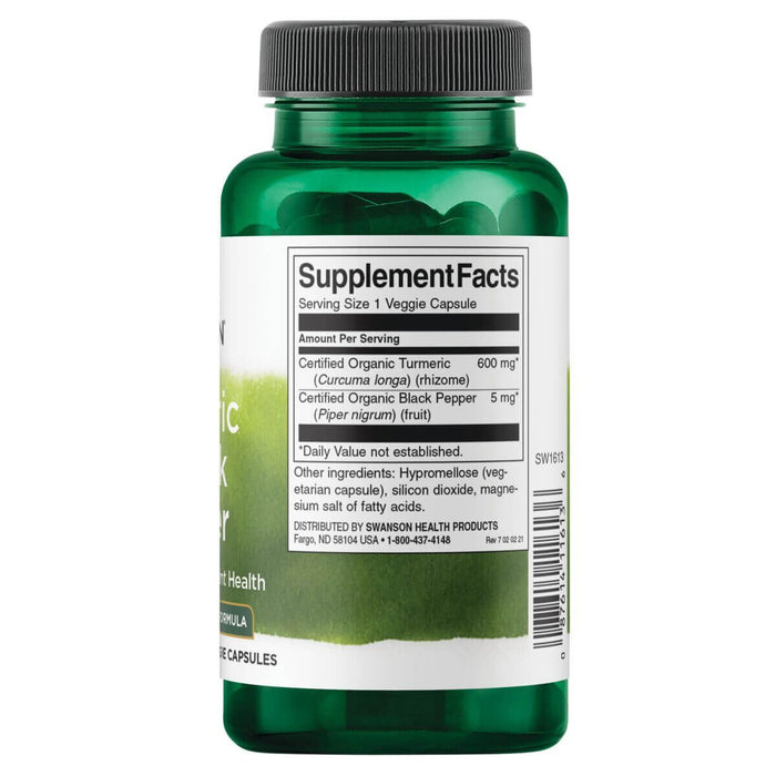 Swanson Turmeric & Black Pepper 60 Veggie Capsules - Joint Support at MySupplementShop by Swanson