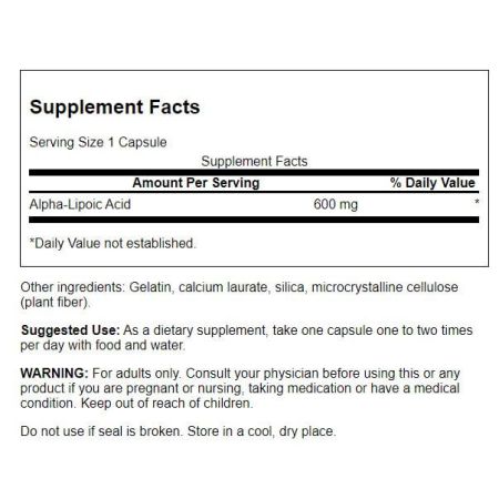 Swanson Ultra Alpha Lipoic Acid 600mg 60 Capsules - Blood Pressure at MySupplementShop by Swanson