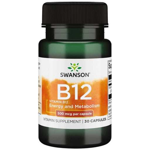 Swanson Vitamin B12 Cyanocobalamin 500 mcg 30 Capsules - Supplements at MySupplementShop by Swanson